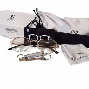 SOJOS Blue Light Glasses Gold Round Cat Eye Frame UV400 New